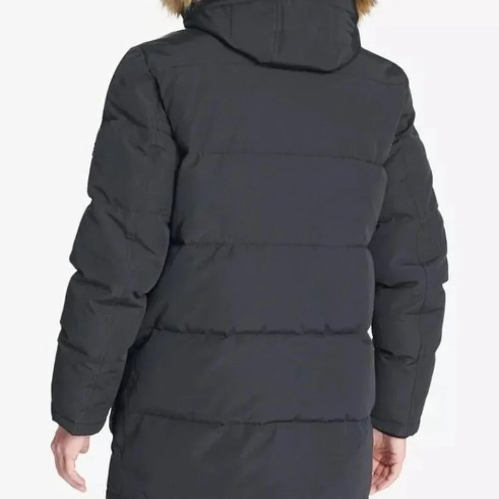 Men's Black Claiborne Long Hooded Water Resistant Snorkel Coat - M